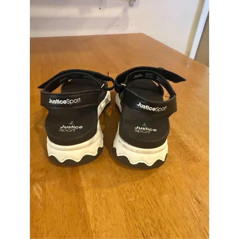 Justice Youth girl Black Strappy Sandals SZ 2